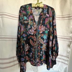 Johnny Was Blouse with velvet detail